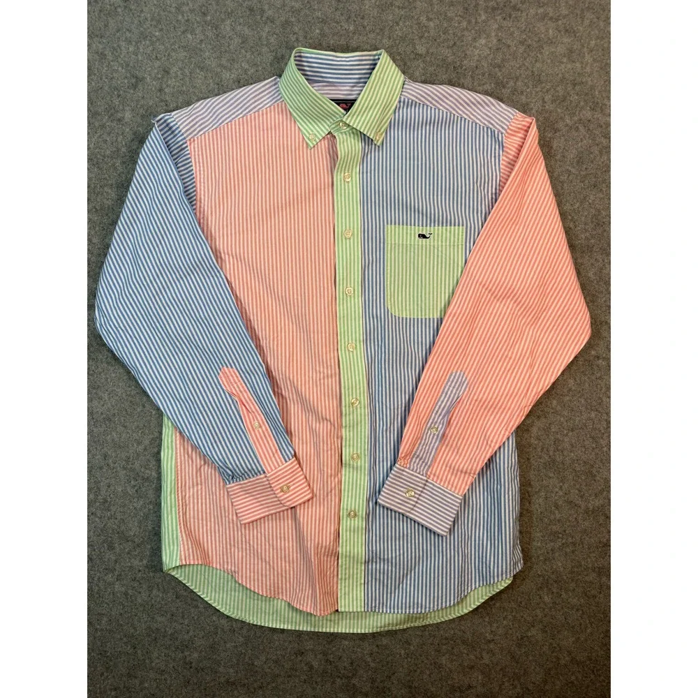 Vineyard Vines Tucker Shirt Mens Medium Multi Color Stripe Button Down Cotton